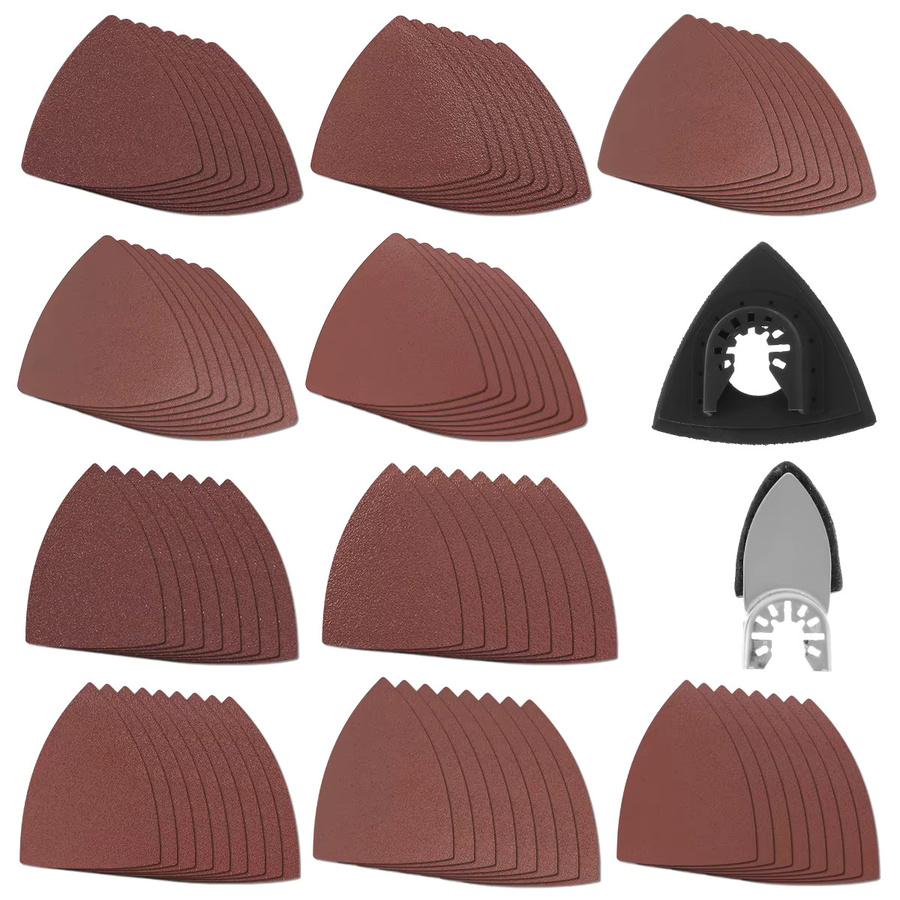 Sortiertes Set mit 62 oder 82 Schleifpads für oszillierende Multitools, Körnung 60/80/120/180/240, geeignet für Holz, Kunststoff und Metall - Bild 6