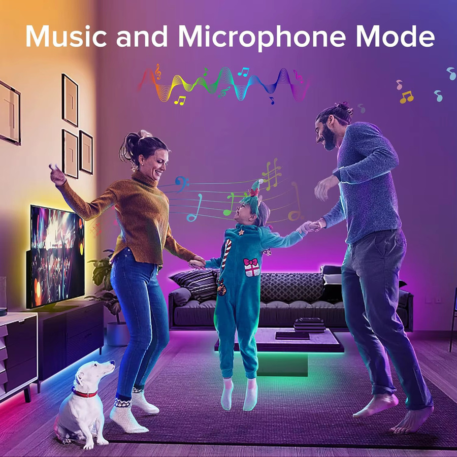 Intelligente RGB LED-Streifen mit App- und Fernbedienung, 16 Millionen Farben, Musiksynchronisierung und selbstklebender Rückseite - Bild 4