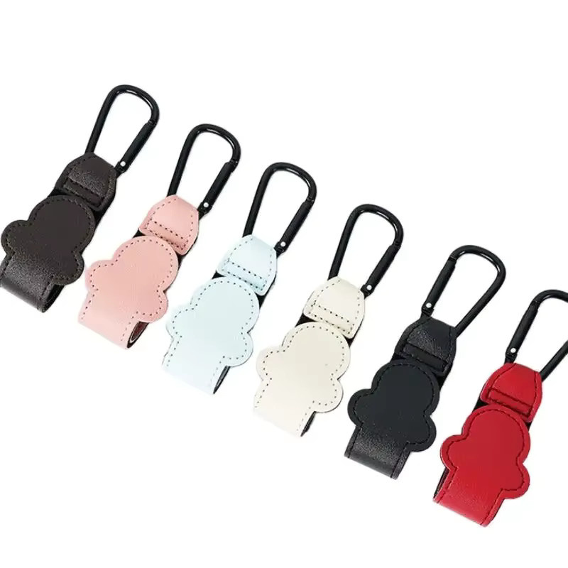 Drehbare Kinderwagen Haken aus PU Leder in Pink als Organizer für den Kinderwagen Warenkorb - Bild 2