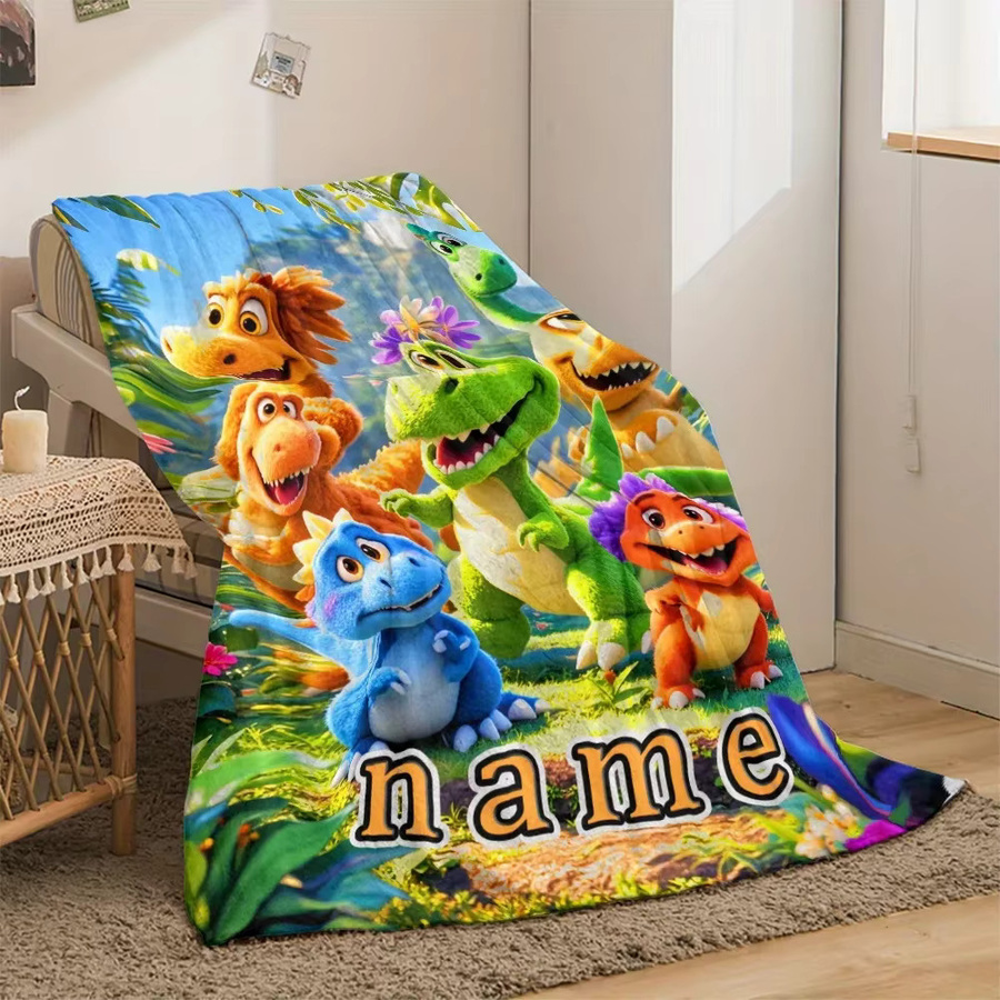 VIKAMA Babydecke mit Cartoon Dinosaurier Motiv, weiche Kuscheldecke für das Kinderzimmer, Mehrfarbig, B/T: 90 x 60 cm - Bild 2