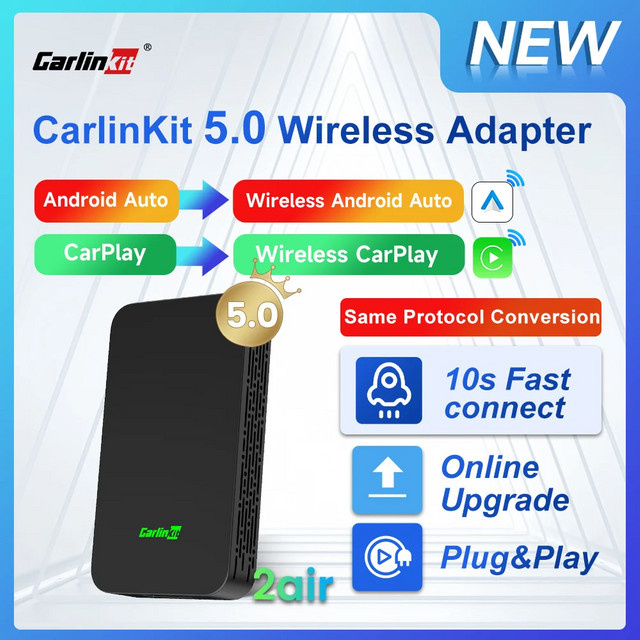 Carlinkit Wireless CarPlay und Android Auto Adapter Mini SE Pro in Schwarz mit 2,4 GHz und 5,8 GHz WiFi für Apple iPhone und Android Geräte - Bild 2