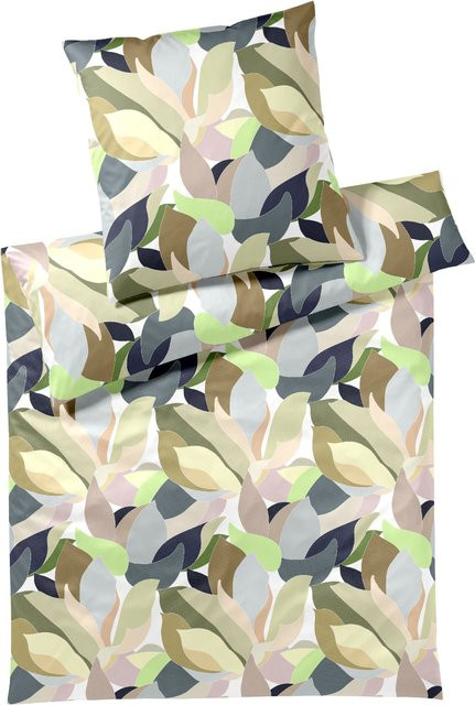 Bettwäsche NIGHT GARDEN Mako-Satin aus Baumwolle, Grün/Mehrfarbig, B/H: 155 x 220 cm und 80 x 80 cm - Bild 1