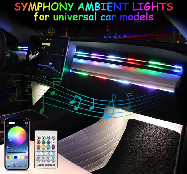 KALADA Symphony RGB LED Neon Flex Lichtstreifen für die Auto-Umgebungsbeleuchtung mit USB-Anschluss, App-Steuerung und Fernbedienung, Multicolour - Bild 1