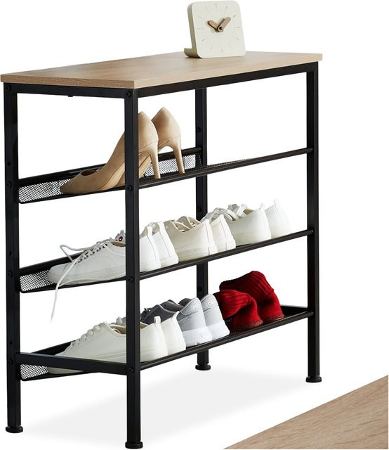 tectake Schuhregal Industrial Style in Beige mit 3 Gitterablagen, B/T/H: 75,5 x 30,5 x 69,5 cm - Bild 1