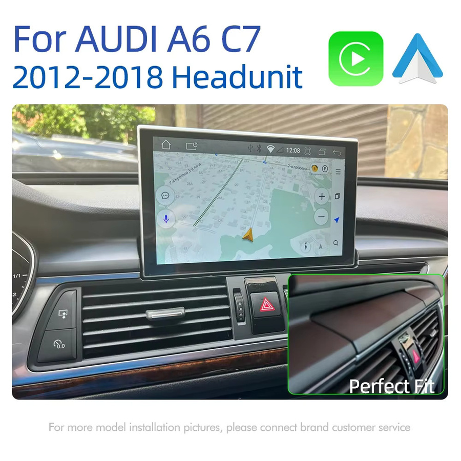 FAZY Android 14 Autoradio mit kabellosem Carplay und Touchscreen für Audi A6 C7 und A7 2012-2018, Multimedia-Player mit GPS und WLAN, Schwarz - Bild 4