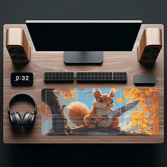 Mairuige Gaming-Spielmatte mit Kawaii Eichhörnchen-Mauspad im Fantasy-Design, mehrfarbig - Bild 1