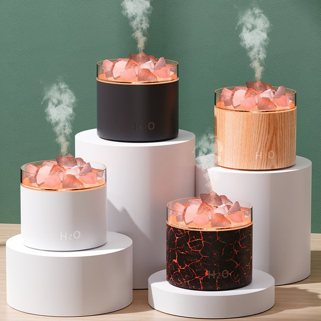 Seavidar Vulkanstein Atmosphärenlampe mit RGB-Farbverlauf, USB-Betrieb und Ätherisches-Öl-Diffusor in Schwarz und Multicolour - Bild 1