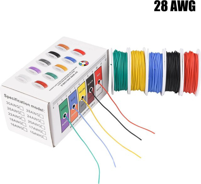 Flexibler Silikon-Elektroanschluss-Draht aus verzinnter Kupferleitung, 28 AWG, 5 Farben, je 10 m Länge - Bild 1