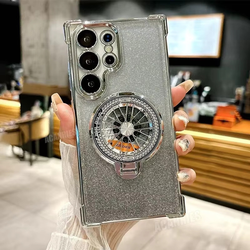 Schutzhülle mit integriertem Standfuß für Samsung Galaxy S25 S24 S23 S22 Ultra Plus FE und A-Serie in Silber - Bild 3