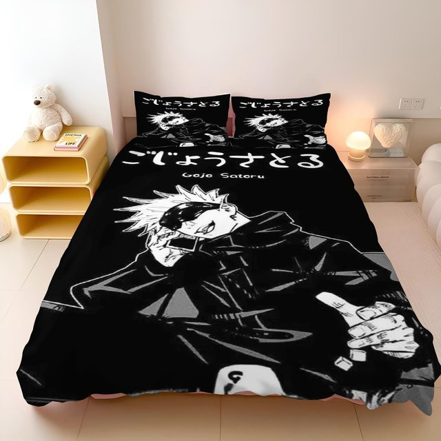 Jujutsu Kaisen Anime Bettwäsche-Set aus Mikrofaser in Schwarz mit Bettbezug und Kissenbezug, B/H: 180 x 210 cm - Bild 1