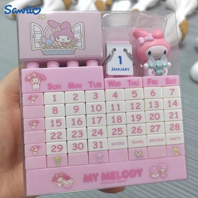 TAKARA TOMY Ewiger Schreibtischkalender in Herzform als Desktop Dekoration, Farbe Pink - Bild 1