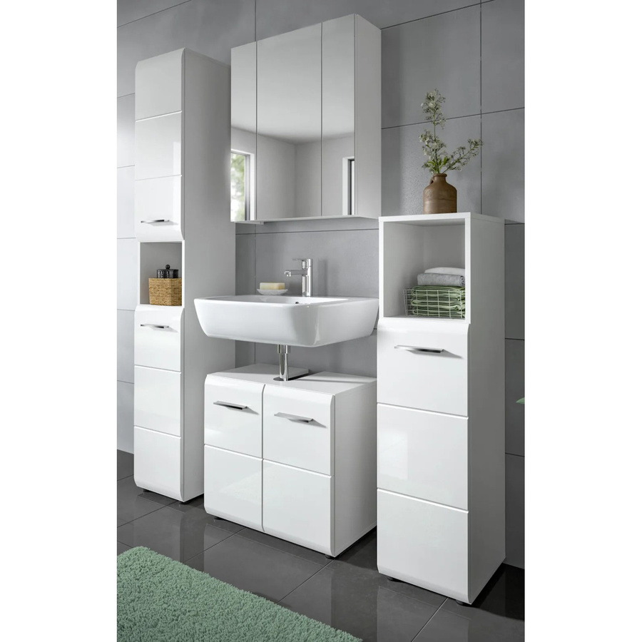 Inn.Furn Badmöbel Set Cover in Weiß Hochglanz, 4-teilig, B: 150 cm, H: 185 cm, T: 30 cm - Bild 2