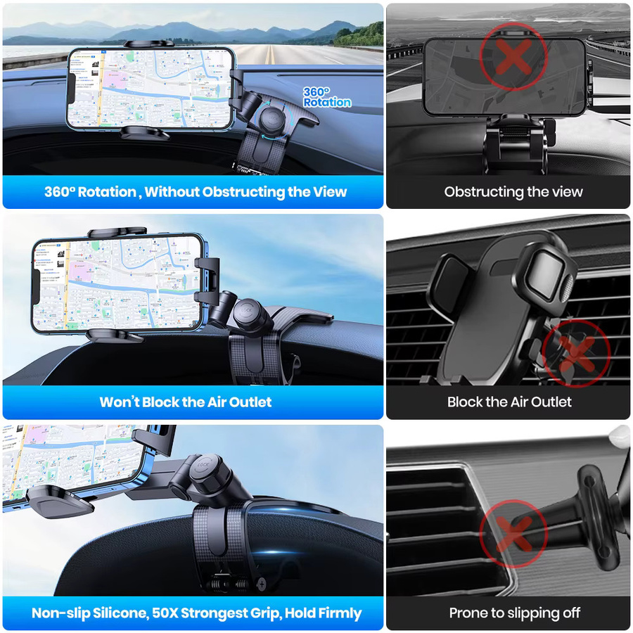 TOPK D39J Auto-Armaturenbrett-Handyhalterung mit 360-Grad-Drehung für Smartphones von 4 bis 7 Zoll, Schwarz - Bild 2