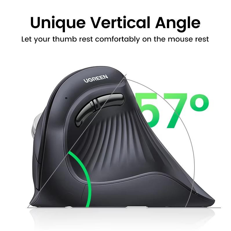 UGREEN Ergonomische Bluetooth Vertikalmaus mit Typ-C-Ladefunktion in Schwarz - Bild 3