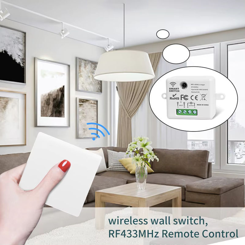 GGBEE Drahtloser 433-MHz-Wandschalter mit eigener Stromversorgung, wasserdichter Lichtschalter ohne Batterie und Verkabelung, 2-Gang Fernbedienung - Bild 3