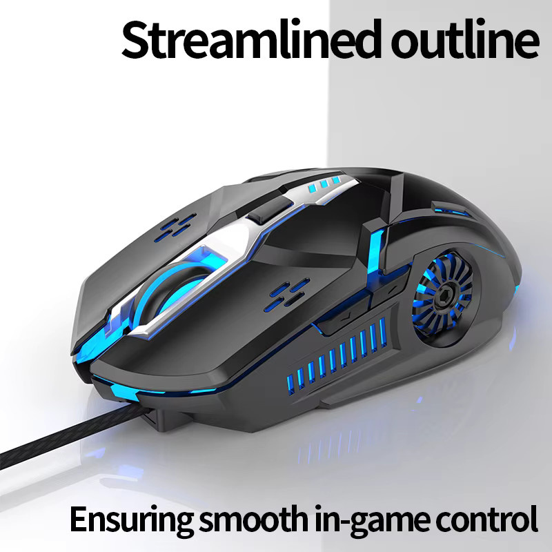 YINDIAO Gaming Maus mit sechs Tasten und Beleuchtung für E-Sport in Schwarz oder Grau - Bild 3