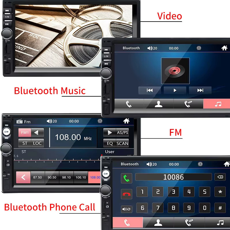 Hippcron 1 DIN Autoradio mit 7 Zoll HD Touchscreen, Multimedia MP5 Videoplayer mit Bluetooth, USB, AUX und Mirrorlink in Schwarz - Bild 3
