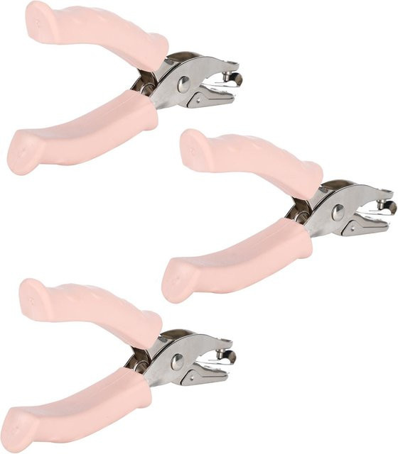 Igeteck 3er-Set Manuelle Lochzange für 3mm Einzelöffnung in Pink aus Metall, Gummi und Kunststoff - Bild 1