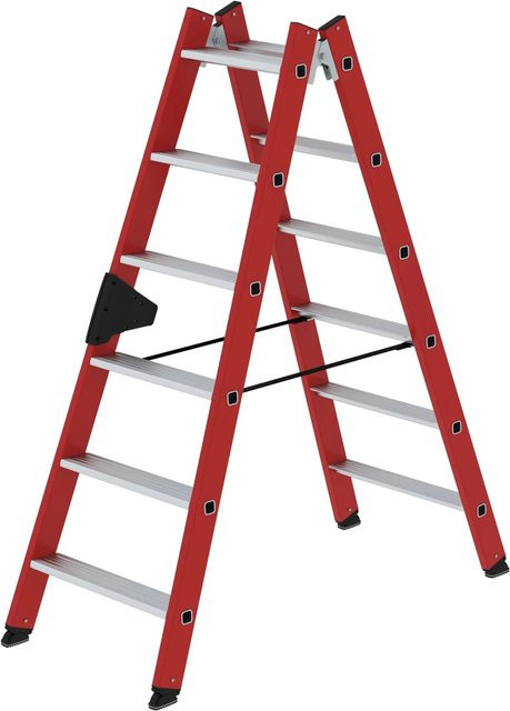 PROREGAL Stufen-Stehleiter beidseitig begehbar aus GFK und Alu mit 2 x 6 Stufen - Bild 1