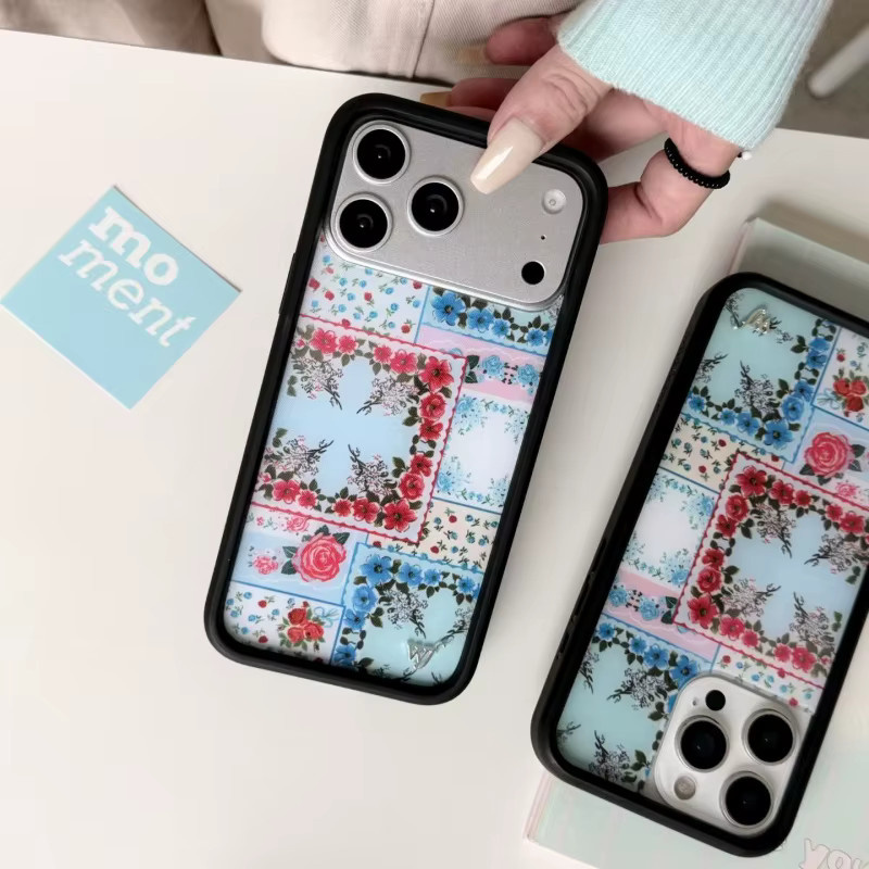 Wildflower Hwaion Handyhülle mit Blumenfeld Design für iPhone 12 bis 17 Pro Max Plus Air in Multicolour mit Stoffrückseite - Bild 2