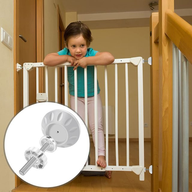 Hochfestes Baby Sicherheitsgitter aus Metall in Weiß als Treppenschutzgitter und Haustierzäunung mit Verriegelung und Zubehör - Bild 1