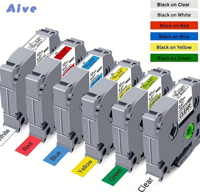 Aive Etikettenband kompatibel mit Brother PTouch TZe-231, Breite: 12 mm, Länge: 8 m, Schwarz auf Weiß, Thermoband für PT-1000, PT-1005 und PT-H110 - Bild 1
