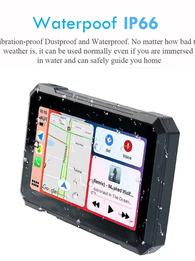 RICOEL 7-Zoll CarPlay Motorrad-Navigationssystem mit Bluetooth und GPS in Schwarz - Bild 2