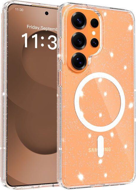 Glitzer Handyhülle für Samsung Galaxy S26 S25 Plus S25 Ultra in Transparent mit Magnetischer Ladung und Anti-Drop Schutz - Bild 1
