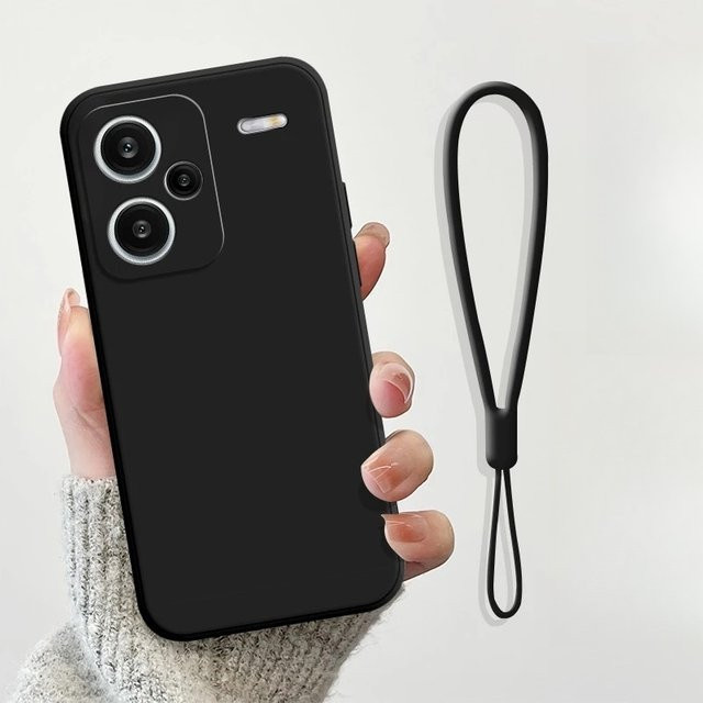 Stoßfeste Silikon Handyhülle mit Lanyard für Xiaomi Redmi Note13 Pro+, Note13 Pro und Note13 in Schwarz oder Lila - Bild 1