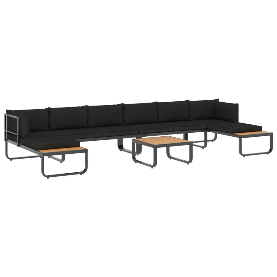vidaXL 7-teiliges Garten-Ecksofa-Set in L-Form aus Aluminium und WPC mit Auflagen in Grau und Braun - Bild 2