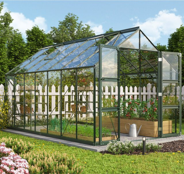 Vitavia Gewächshaus Domus 11500 in Smaragdgrün mit Einscheibensicherheitsglas und Doppelschwingtür, 11,5 m² - Bild 1