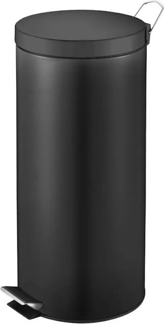 PROREGAL Runder Tretabfallsammler mit herausnehmbarem Kunststoff-Inneneimer, Schwarz, H: 64 cm, B: 30 cm, T: 33 cm, 30 Liter - Bild 1