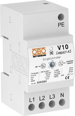 OBO Bettermann V10 COMPACT-AS Überspannungsableiter 10 kA in Weiß - Bild 1