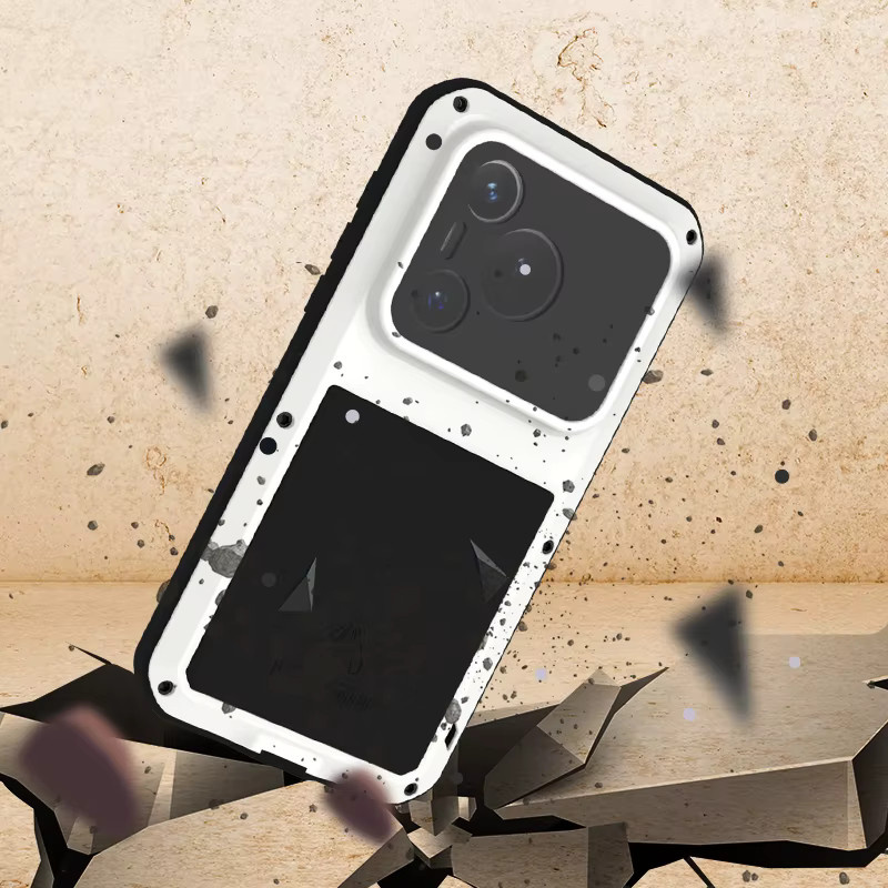 Love Mei Handyhülle für Huawei Pura 80, 70 Ultra und P60 Pro aus Silikon und Metall, stoßfest und staubdicht, Farben: Silber und Schwarz - Bild 2