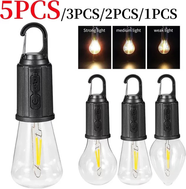 KDULIT Tragbare LED-Campingleuchte mit Haken und Typ-C-Aufladung, Wasserdicht, 600 mAh - Bild 1