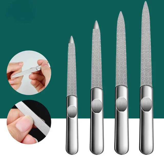 vvocci Nagelpolierer aus Edelstahl, Doppelseitige Metall-Nagelfeile, Unisex - Bild 1