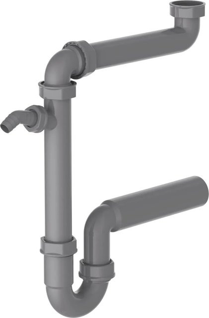 Kirchhoff Eco Save Raumspar Siphon für Küchenspülen, horizontal, Grau, 1 1/2 Zoll - Bild 1