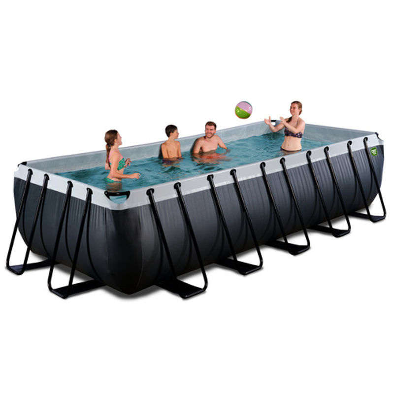 EXIT Black Leather Pool rechteckiger Rahmenpool mit Sandfilterpumpe und Poolleiter, schwarz, B/T/H: 540 x 250 x 122 cm - Bild 2