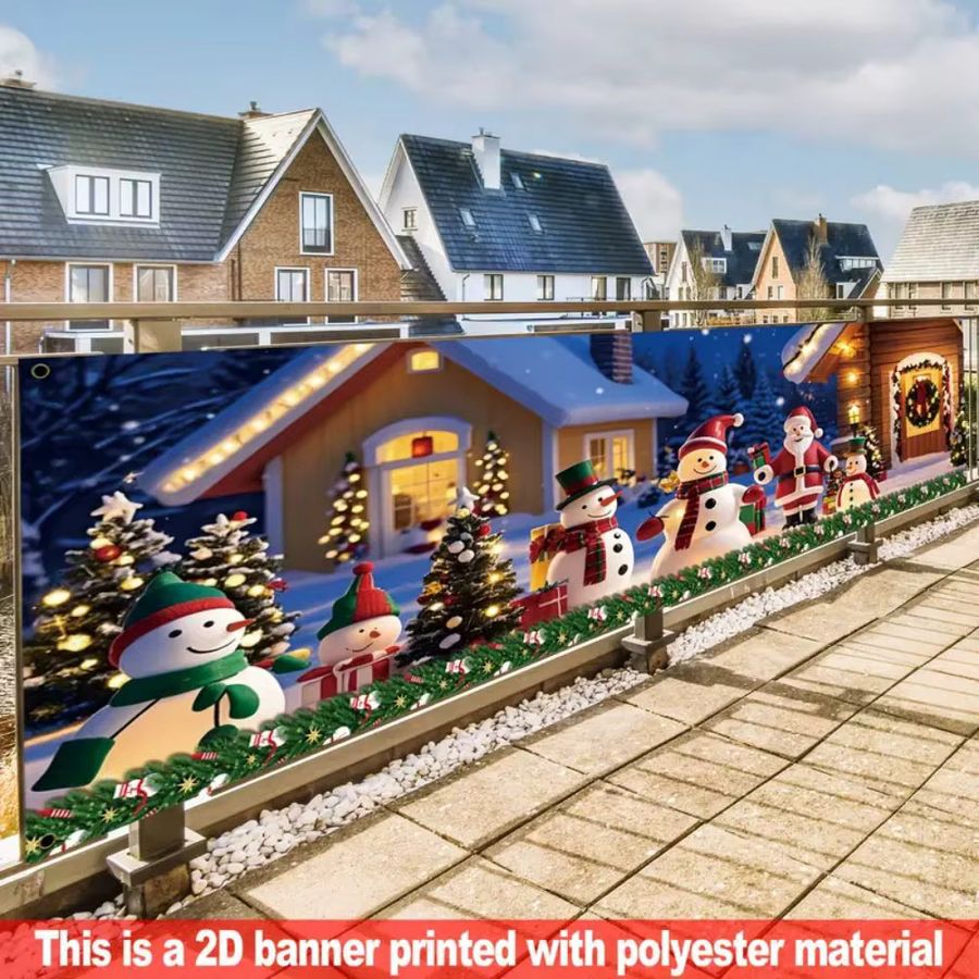 VIKAMA Weihnachtsbanner für den Außenbereich und Garten als hängende Winterdekoration für Weihnachten und das neue Jahr aus Polyester, Breite: 180 cm, Höhe: 35 cm - Bild 4
