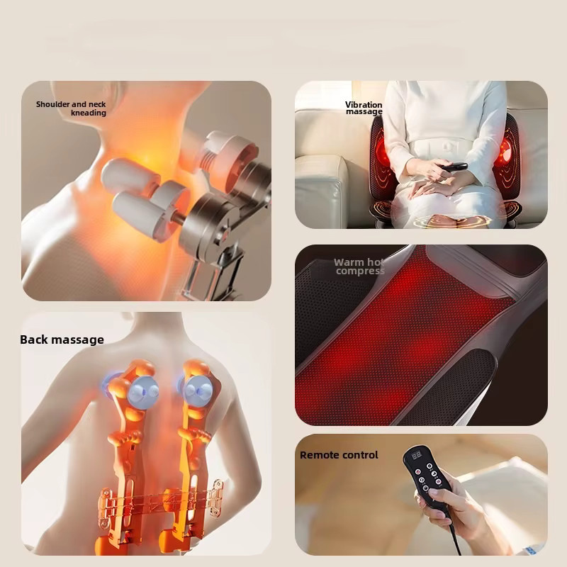 JAIYORL Ganzkörpermassage-Sitzkissen mit Wärmefunktion und Vibration zur Rückenmassage - Bild 2