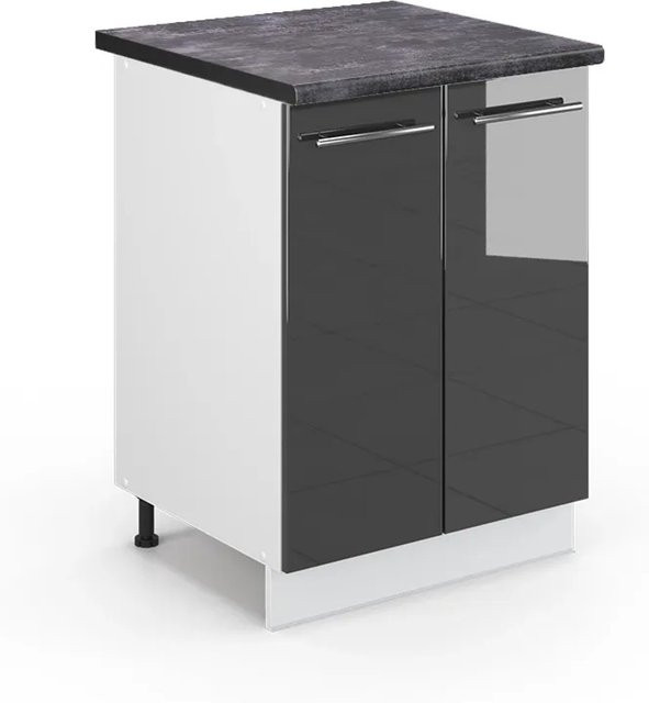 Vicco Küchenunterschrank Fame-Line in Anthrazit Hochglanz und Weiß, B: 60 cm, H: 82 cm, T: 60 cm - Bild 1