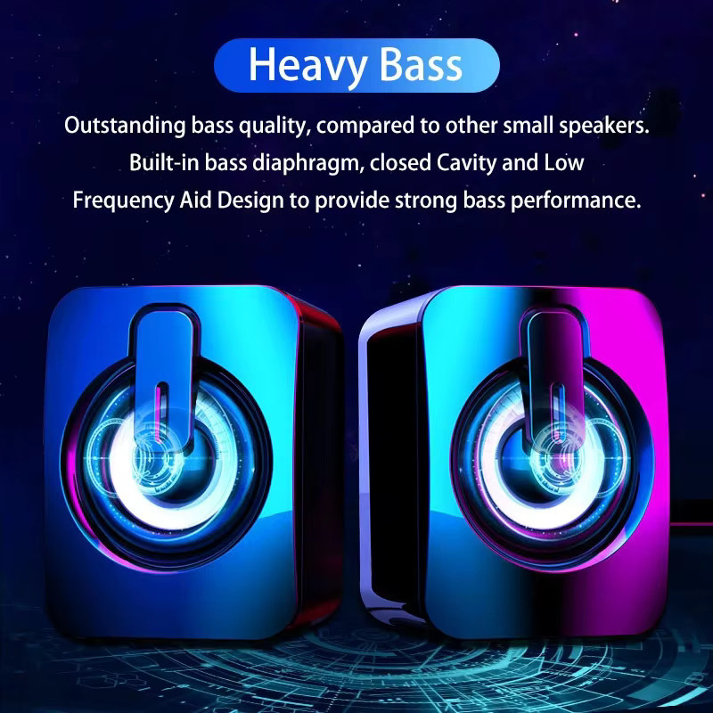 AyeBeau Mini Stereo Computer Lautsprecher für PC Laptop und Desktop, Tragbare Wired Sound Box, Schwarz - Bild 2