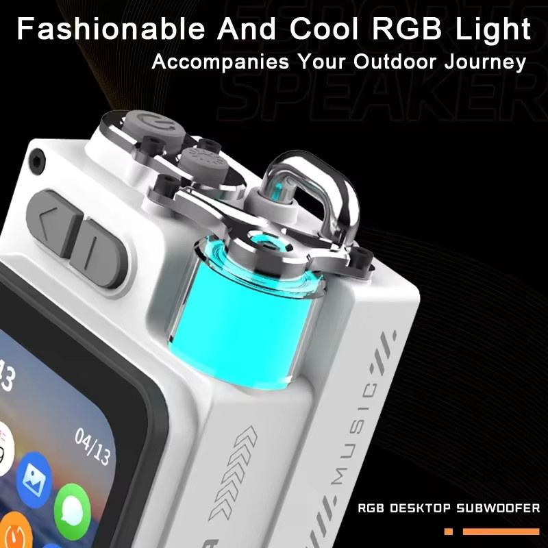 GAMINJA Bluetooth-Lautsprecher aus Metall mit LED-Display, RGB-Subwoofer und Weckfunktion in Schwarz oder Weiß - Bild 2