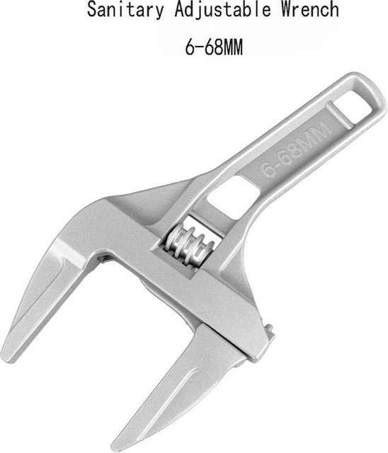 Fbiannely Universal Reparatur Set für das Badezimmer, Verstellbarer Rohrschlüssel mit großer Öffnung 16-68mm, Silber - Bild 1