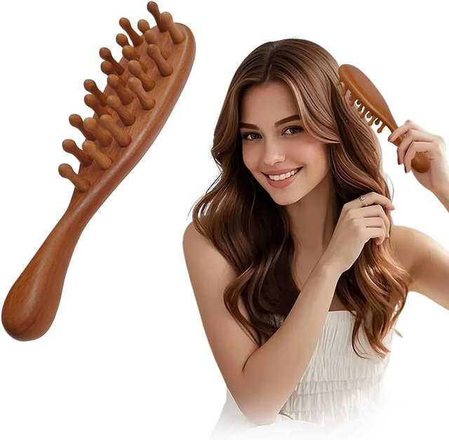 Holz Therapie Massage Kamm, Sandelholz, Kopfhaut, Haare, Körper, Unisex - Bild 1