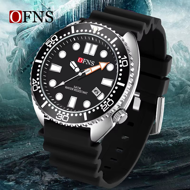 OFNS Armbanduhr Quarz, Silikonarmband, Blau, Herren - Bild 2