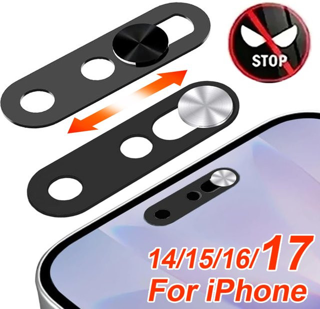 Ultradünne Webcam-Abdeckung als Datenschutz-Schutzschieber für iPhone 17 Pro Max, 16, 15 und 14 Pro/Pro Max in Schwarz oder Silber - Bild 1
