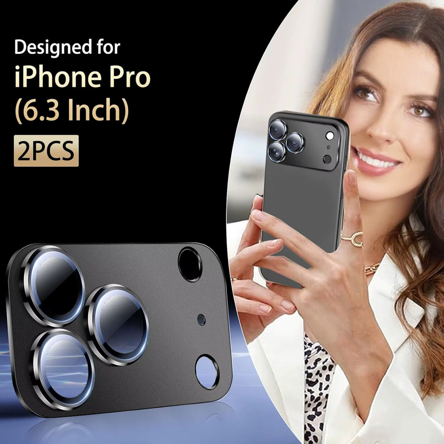 Kameraobjektivschutz aus gehärtetem Glas für Apple iPhone 17 Pro und iPhone 17 Pro Max, 9H 3D-Metall-HD-Schutz, kratzfest, transparent, silber, schwarz - Bild 3