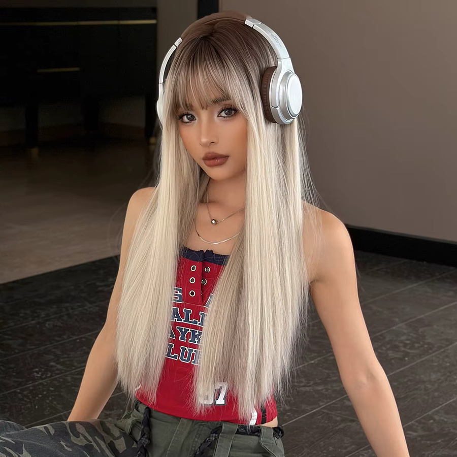 7JHH WIGS Perücke, platinfarben, lang, gerade, Damen - Bild 3
