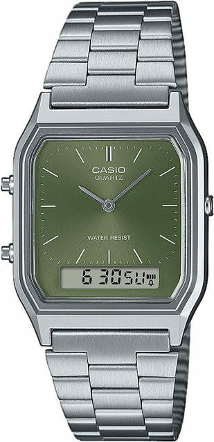 Casio Armbanduhr Analog-Digital, Quarz, Edelstahl, Grün, 30 mm, Herren - Bild 1